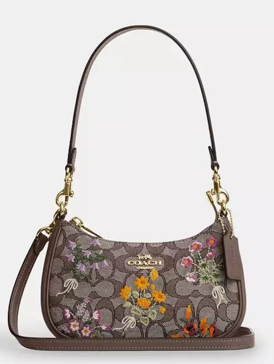 Coach Handbags - *NWT* COACH Teri Mini Crossbody Bag In Signature Jacquard With Floral Embroidery